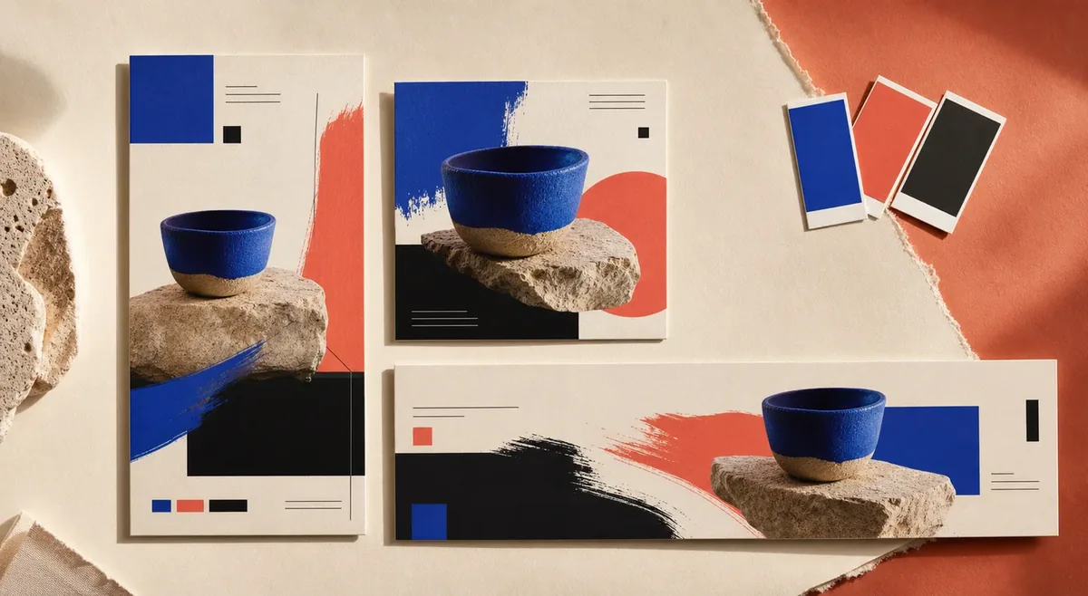 One product campaign art-directed across vertical, square, and wide layouts